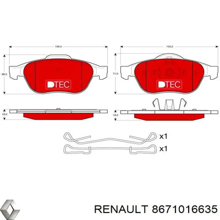 Купити 8671016635 Renault (RVI) Колодки гальмівні передні, дискові