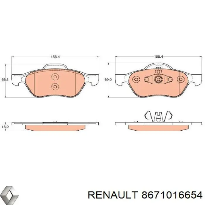 8671016654 Renault (RVI) колодки гальмівні передні, дискові