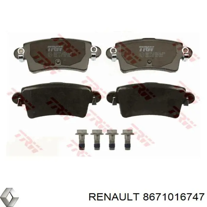 Колодки гальмові задні, дискові 8671016747 Renault (RVI)