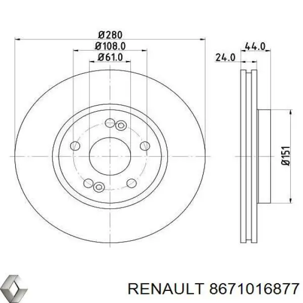 Диск переднього гальма Renault (RVI) 8671016877 ціна, від 42.87 USD
