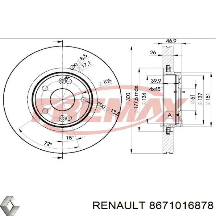 Гальмівні диски передні 8671016878 Renault (RVI)