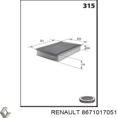 Купити 8671017051 Renault (RVI) Автомобільний фільтр повітря