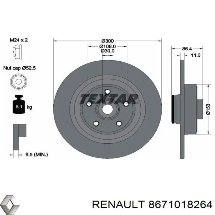 Диск гальмівний задній 8671018264 Renault (RVI)