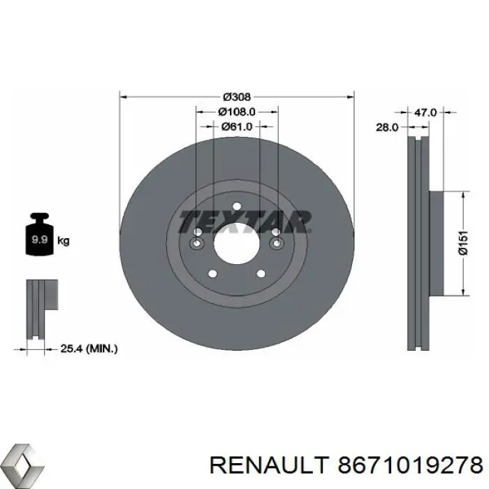 8671019278 Renault (RVI) диск гальмівний передній