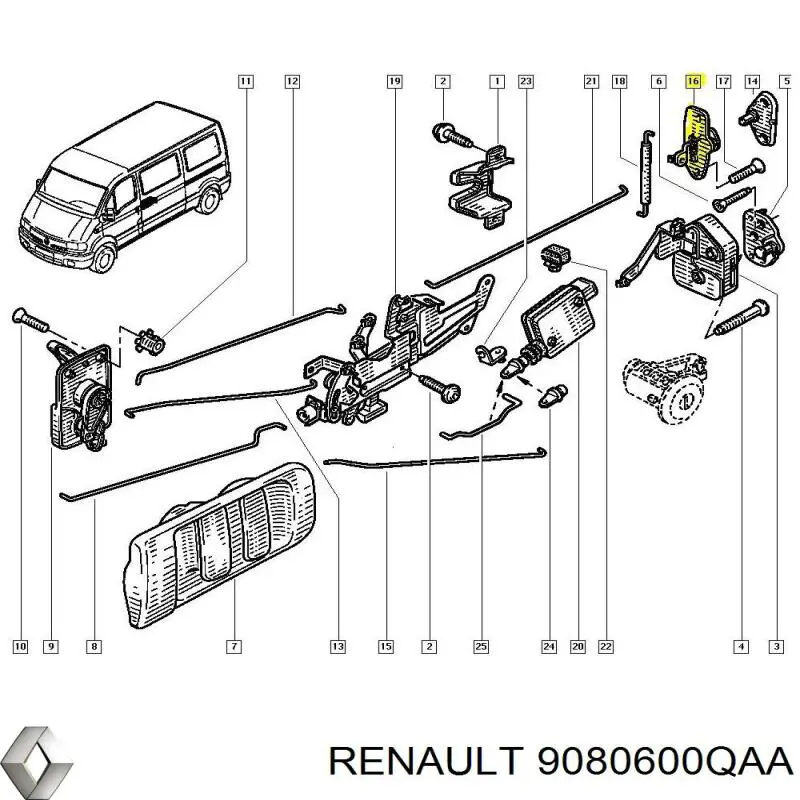 Купити 9080600QAA Renault (RVI) Замок задньої правої двостулкової двері, нижній