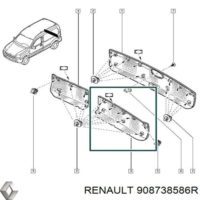 908738586R Renault (RVI) Накладка задніх дверей