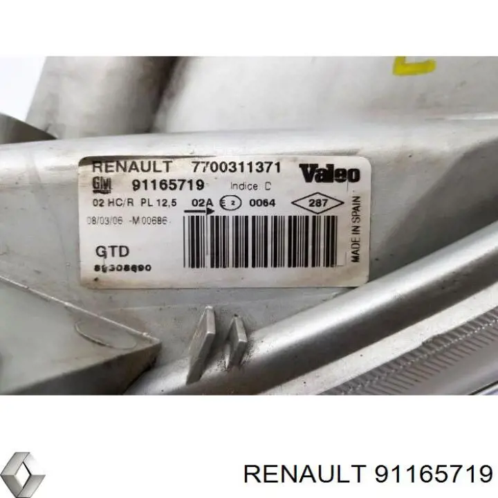 Фара ліва 91165719 Renault (RVI)