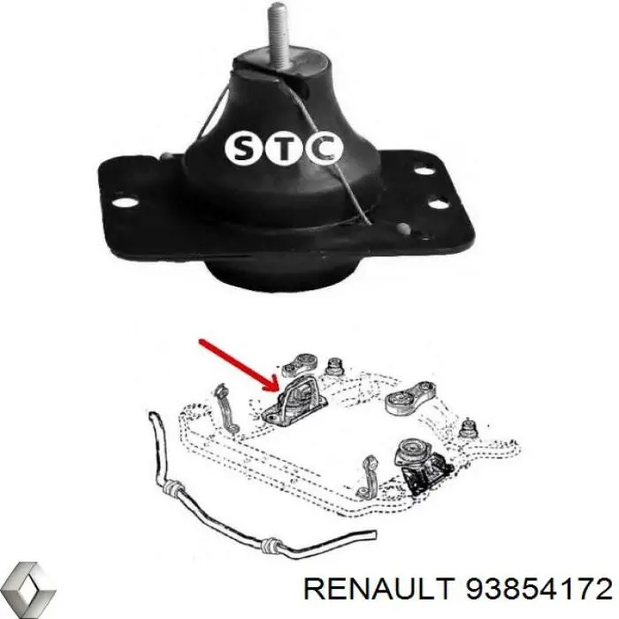 Подушка (опора) двигуна, права 93854172 Renault (RVI)