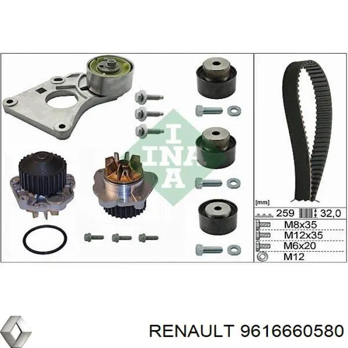 Ролик ременя ГРМ, паразитний Renault (RVI) 9616660580 ціна, від 27.56 USD