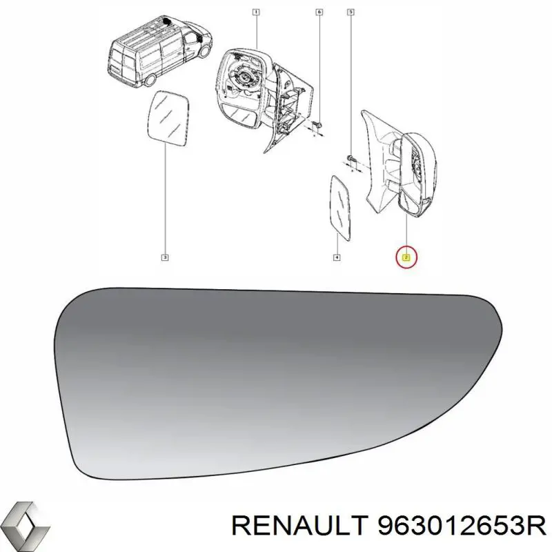 Дзеркало праве 963012653R Renault (RVI)