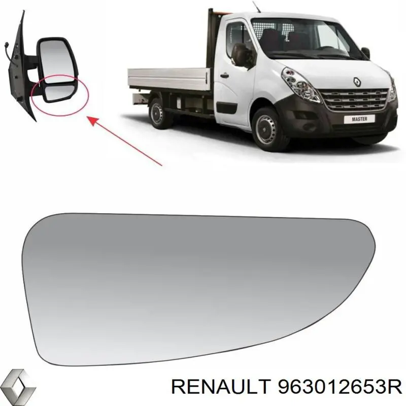 Праве бічне дзеркало Renault (RVI) 963012653R ціна, від 74.94 USD