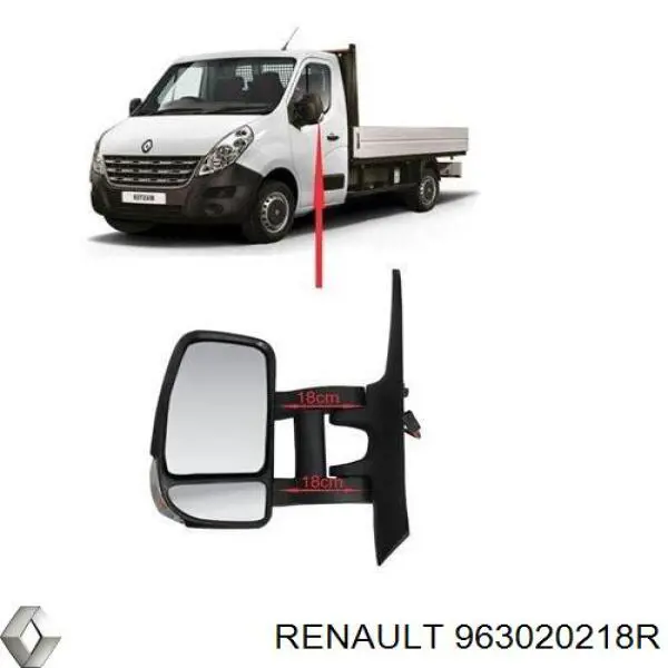 Ліве бічне дзеркало Renault (RVI) 963020218R ціна, від 169.04 USD