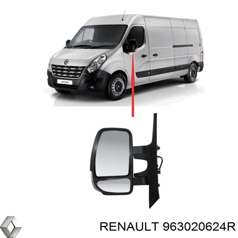 Ліве бічне дзеркало Renault (RVI) 963020624R ціна, від 89.13 USD
