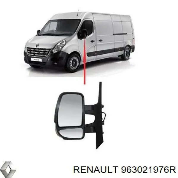Ліве бічне дзеркало Renault (RVI) 963021976R ціна, від 121.57 USD