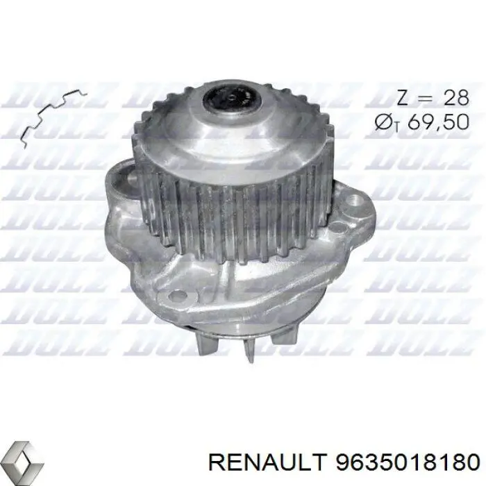 Помпа водяна, (насос) охолодження 9635018180 Renault (RVI)