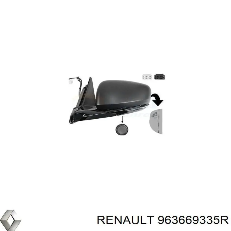 Дзеркальний елемент лівого дзеркала заднього виду Renault (RVI) 963665711R ціна, від 21.20 USD