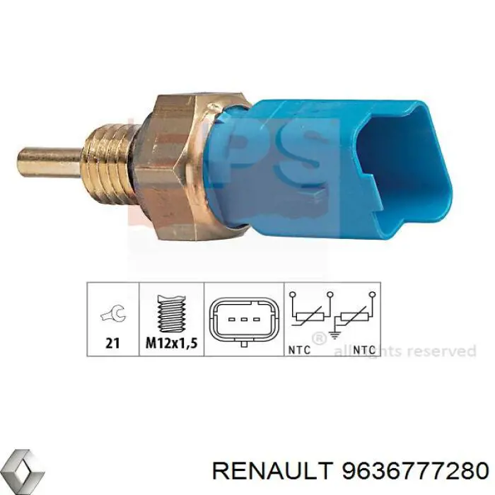 Купити 9636777280 Renault (RVI) Датчик температури охолоджуючої рідини