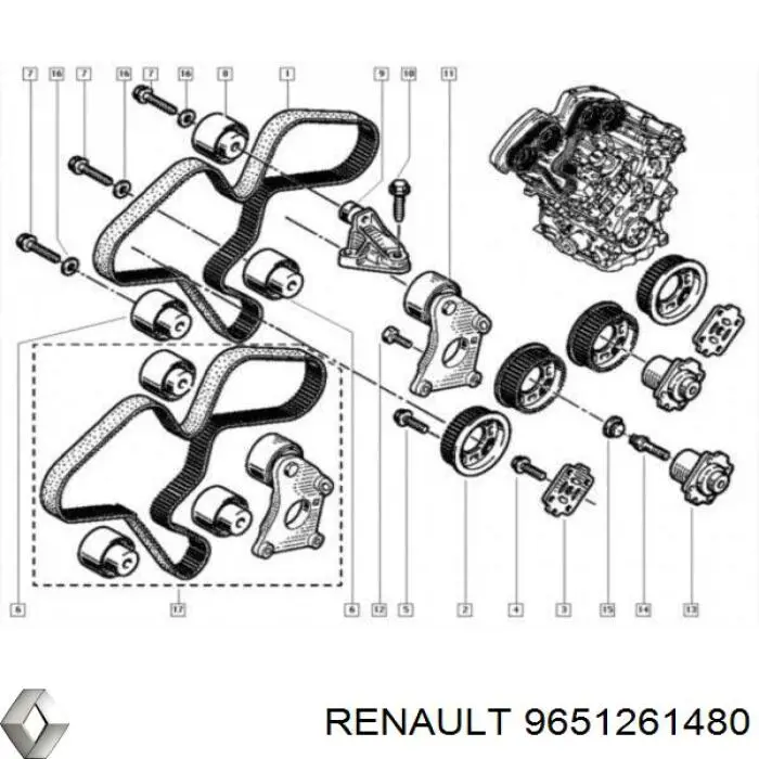 Ролик ременя ГРМ, паразитний Renault (RVI) 9651261480