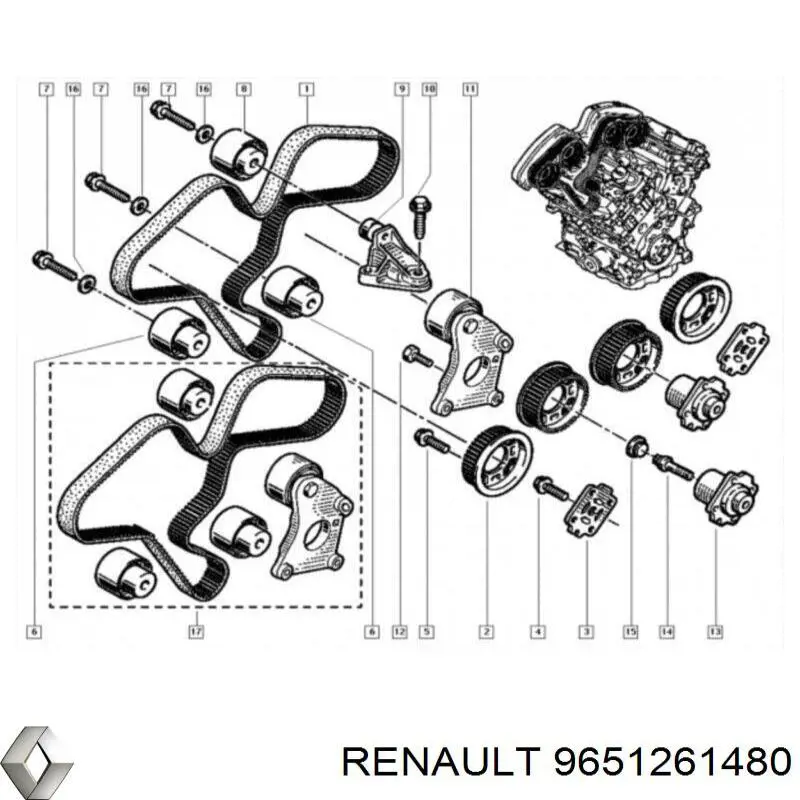 9651261480 Renault (RVI) ролик ременя грм, паразитний