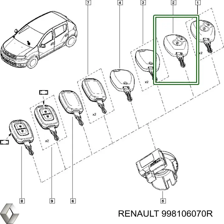 Купити 998106070R Renault (RVI) Ключ замка запалювання