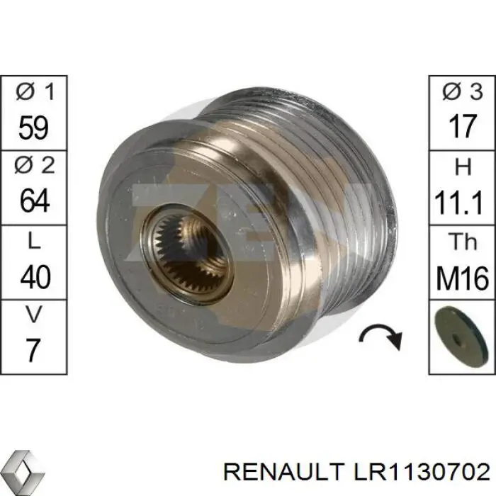 LR1130702 Renault (RVI) Авто генератор