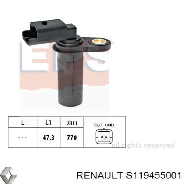 Купити S119455001 Renault (RVI) Датчик положення (оборотів) коленвалу