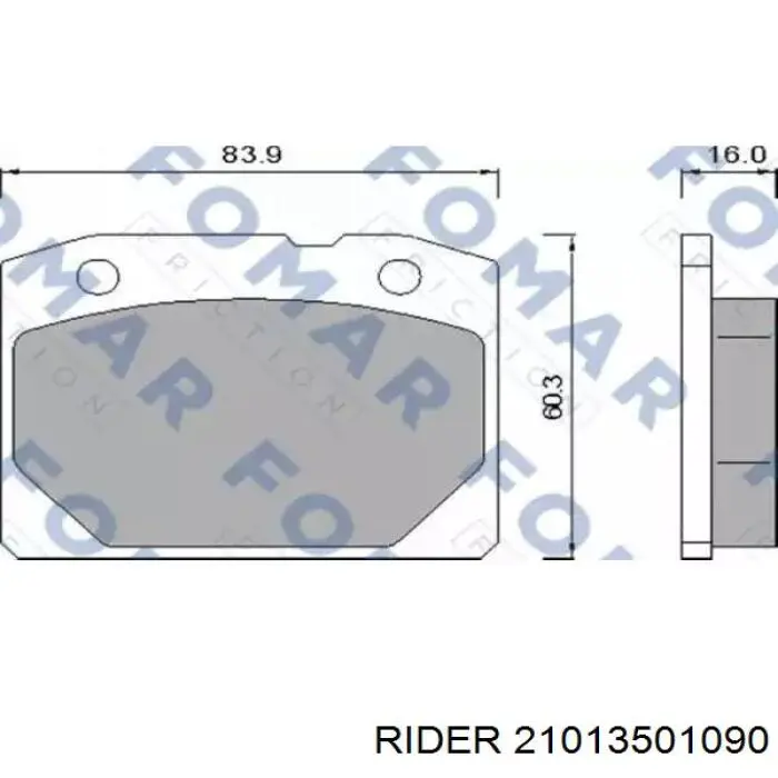 Гальмівні колодки Rider 21013501090 ціна, від 6.06 USD