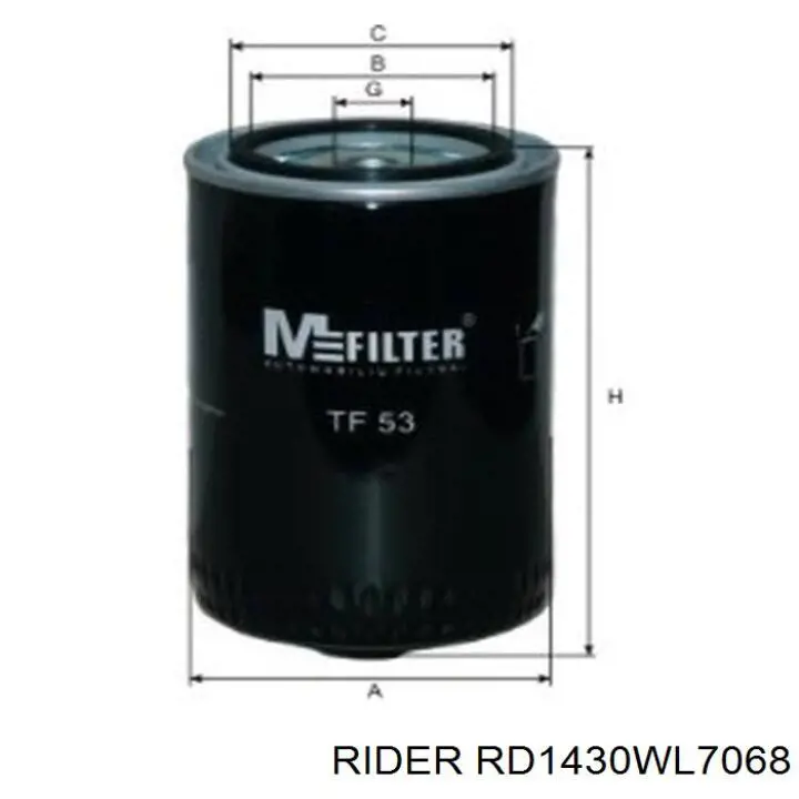 Масляний фільтр двигуна Rider RD1430WL7068 ціна, від 3.91 USD