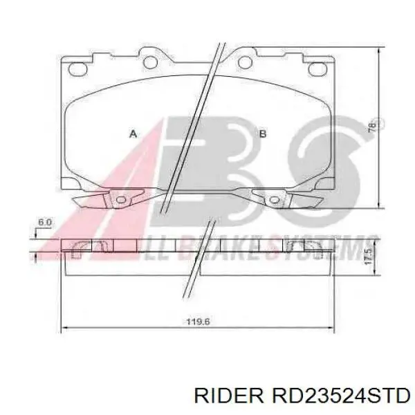 RD23524STD Rider колодки гальмівні передні, дискові