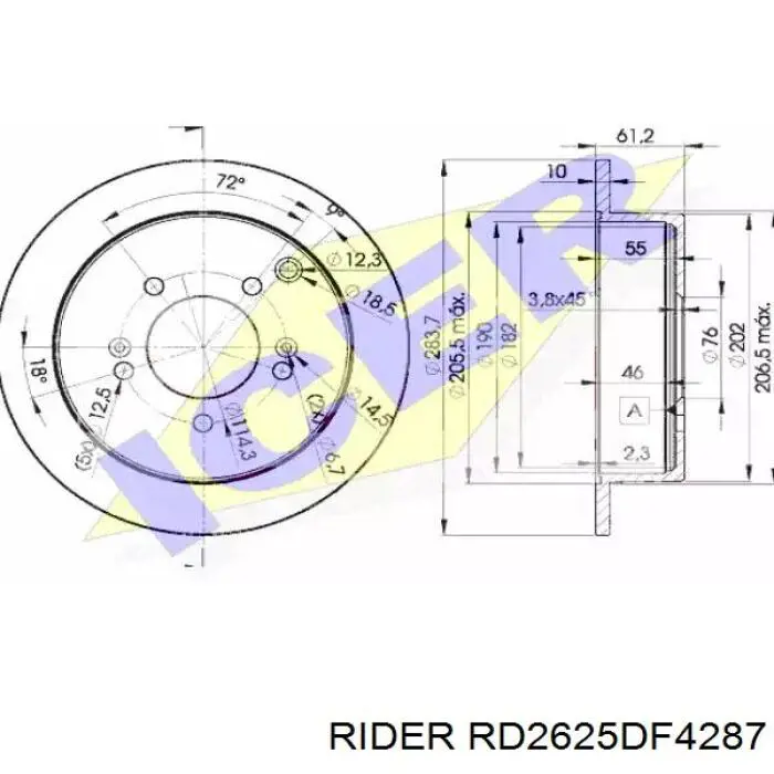 Диск гальмівний задній Rider RD2625DF4287