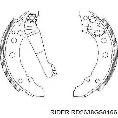 Колодки гальмові задні, барабанні Rider RD2638GS8166 ціна, від 12.67 USD