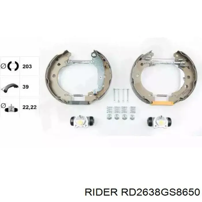 Колодки гальмові задні, барабанні Rider RD2638GS8650 ціна, від 16.91 USD