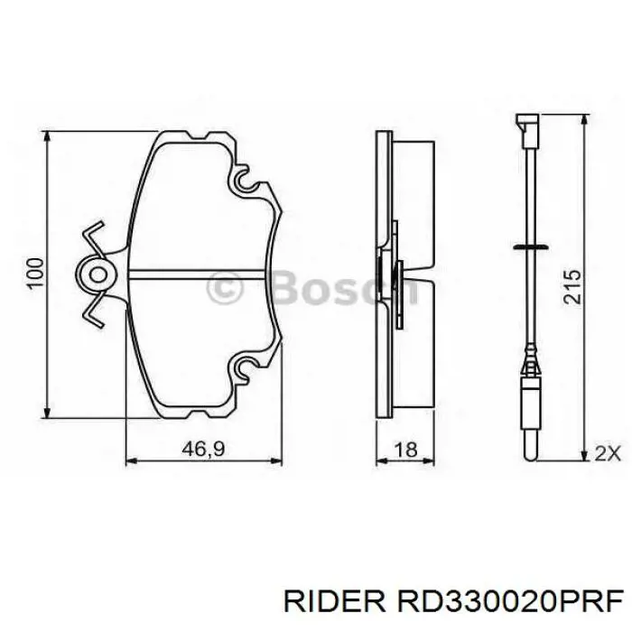 Колодки гальмівні передні, дискові RD330020PRF Rider