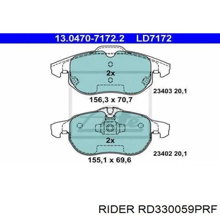 Гальмівні колодки Rider RD330059PRF ціна, від 21.65 USD