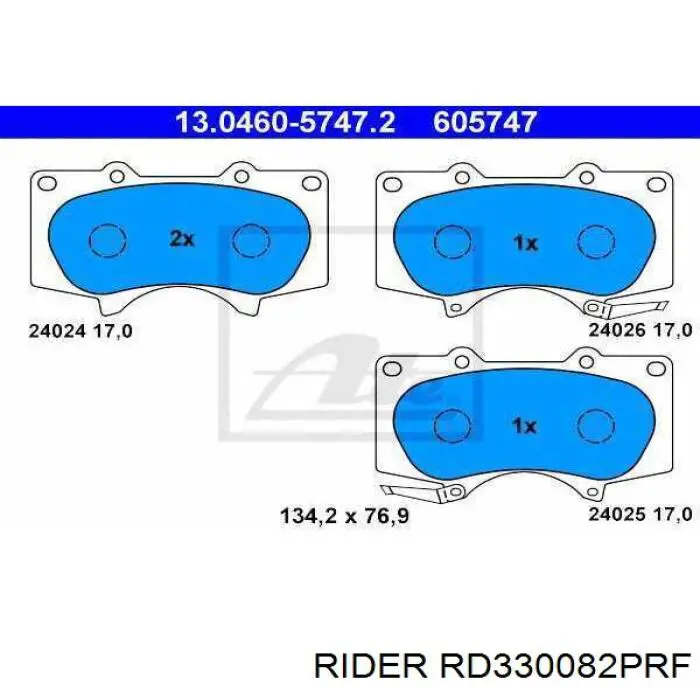 Купити RD330082PRF Rider Колодки гальмівні передні, дискові