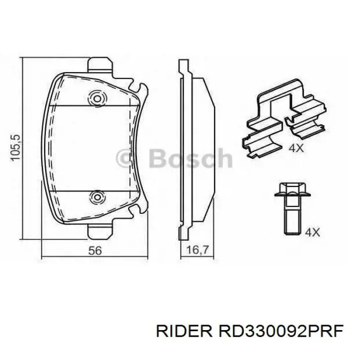 Колодки гальмові задні, дискові RD330092PRF Rider