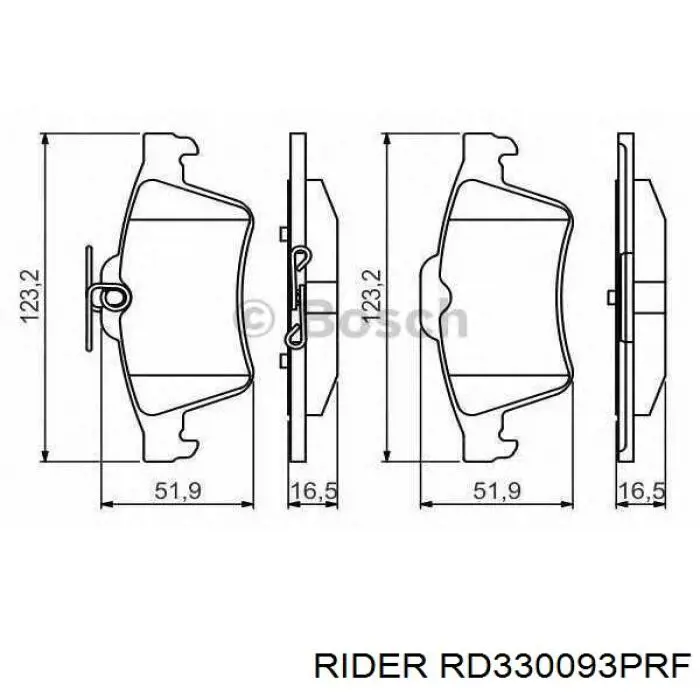 Задні гальмівні колодки RD330093PRF Rider