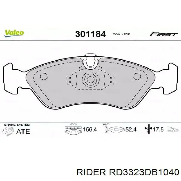 Передні тормозні колодки RD3323DB1040 Rider