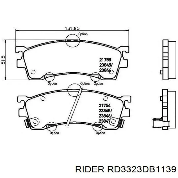 Гальмівні колодки Rider RD3323DB1139 ціна, від 13.72 USD