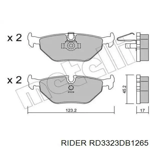 Задні гальмівні колодки RD3323DB1265 Rider