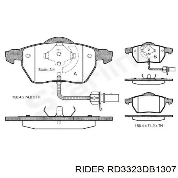 Передні тормозні колодки RD3323DB1307 Rider