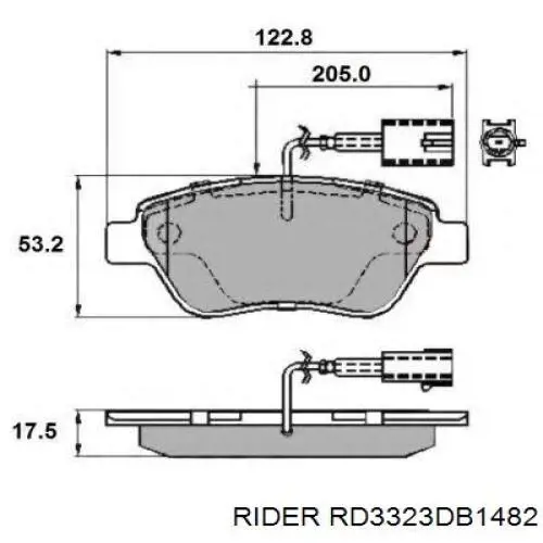 Колодки гальмівні передні, дискові RD3323DB1482 Rider