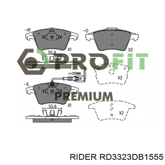 RD3323DB1555 Rider Передні гальмівні колодки