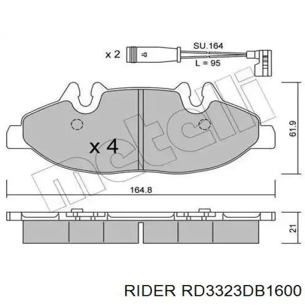 Купити RD3323DB1600 Rider Колодки гальмівні передні, дискові