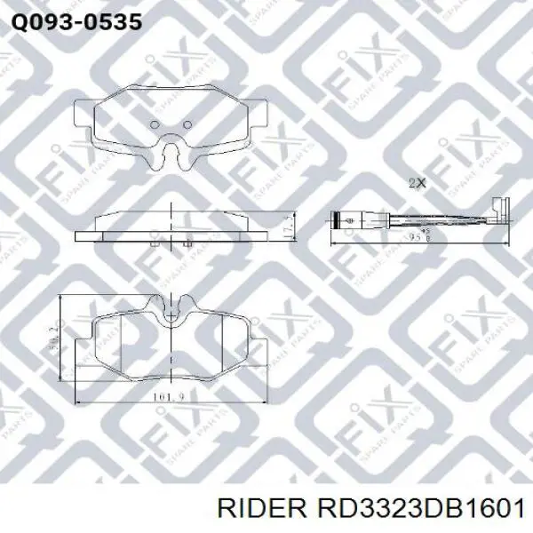 Задні гальмівні колодки Rider RD3323DB1601 ціна, від 12.47 USD