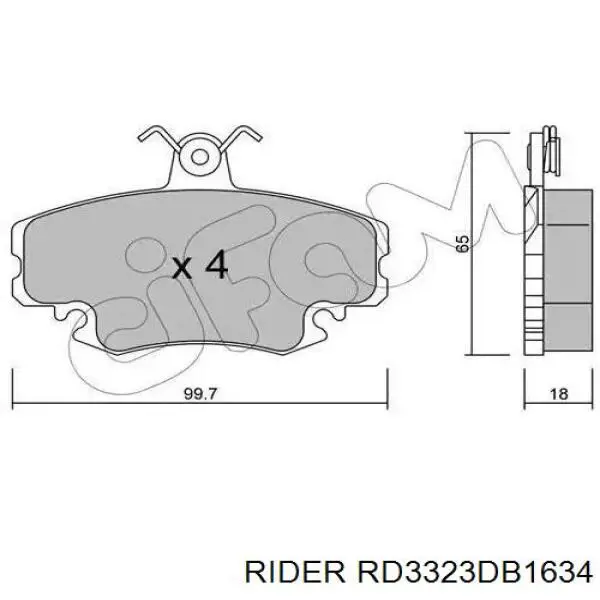 Гальмівні колодки Rider RD3323DB1634 ціна, від 15.43 USD