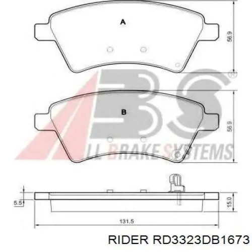 Купити RD3323DB1673 Rider Колодки гальмівні передні, дискові