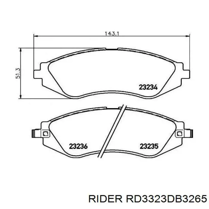RD3323DB3265 Rider колодки гальмівні передні, дискові