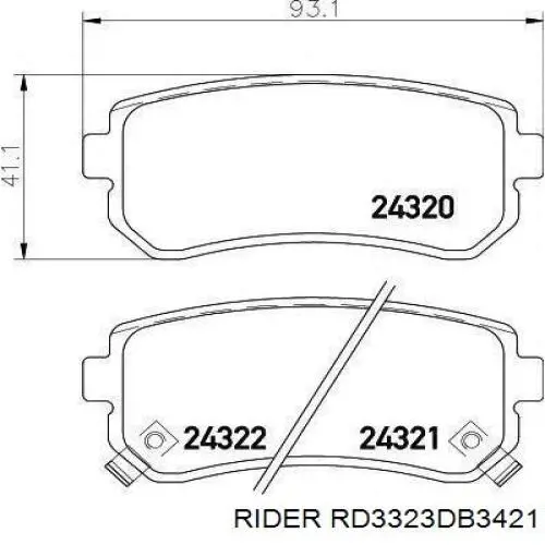Задні гальмівні колодки RD3323DB3421 Rider