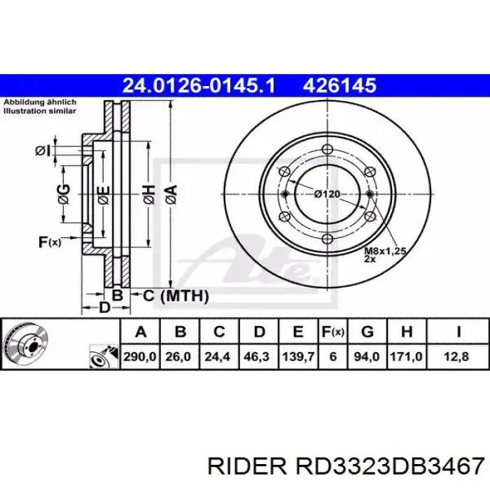Передні тормозні колодки RD3323DB3467 Rider